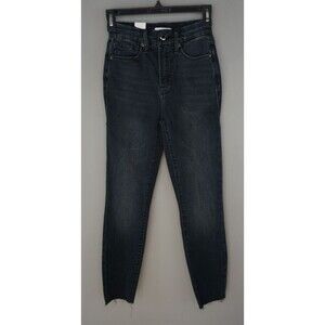 Good American Good Waist Crop Raw Hem Skinny Jeans in Blue 631 size 00/24